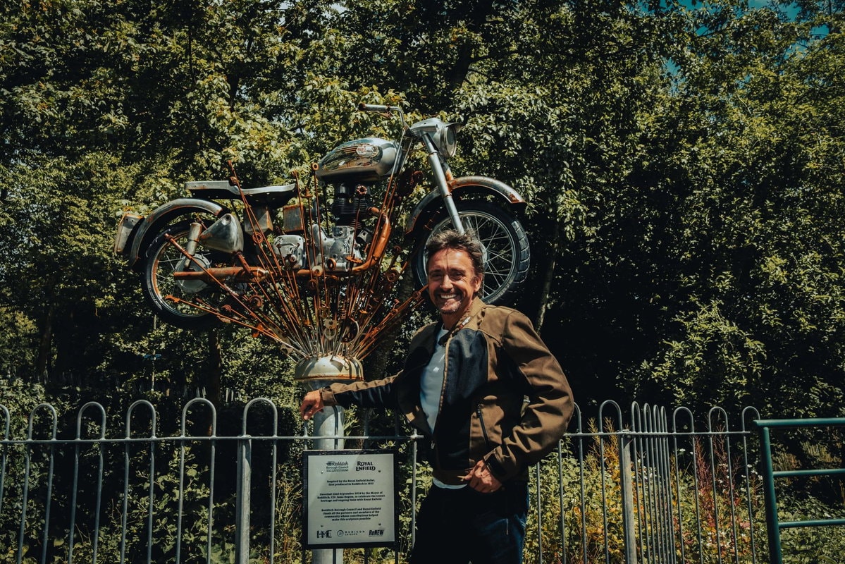 Royal Enfield's 125th Anniversary: Richard Hammond Unveils 'Origin' Monument in Redditch, England