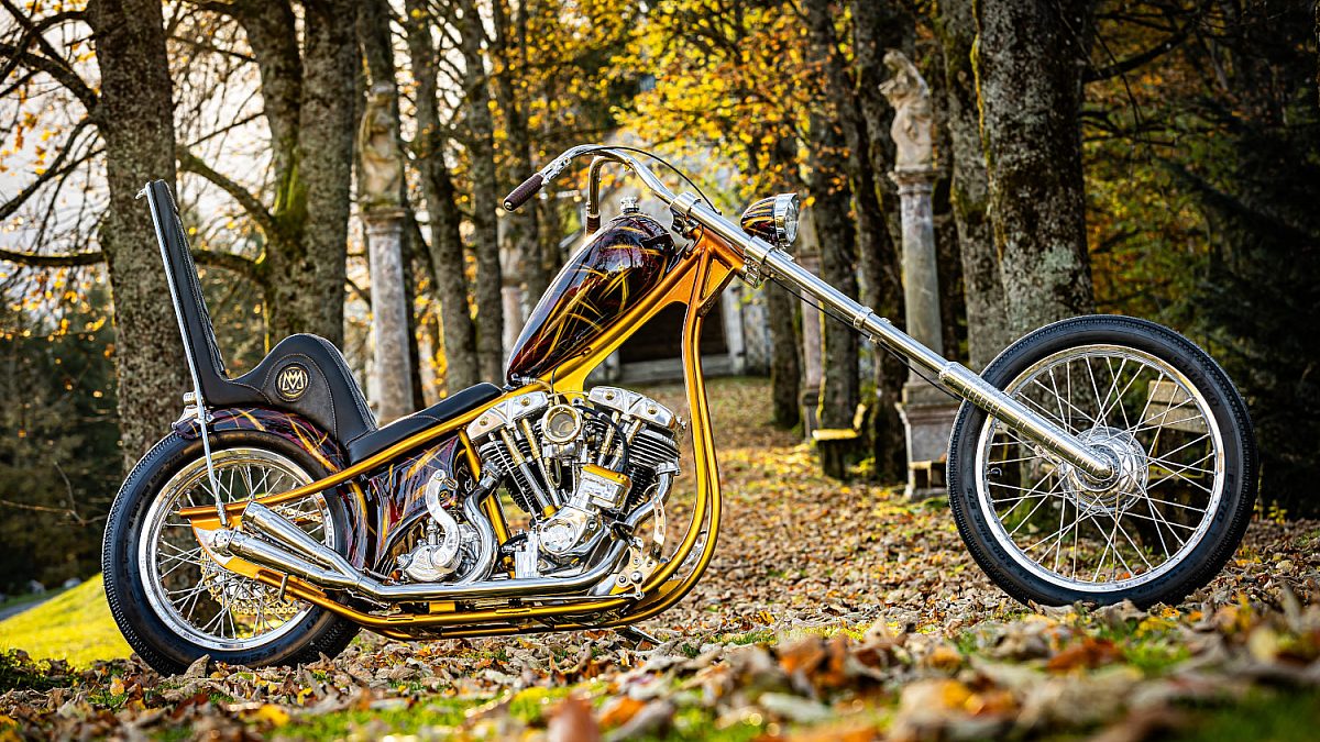 Austria's Mayerl Builds a Vividly Colored Chopper Based on a Harley Shovelhead