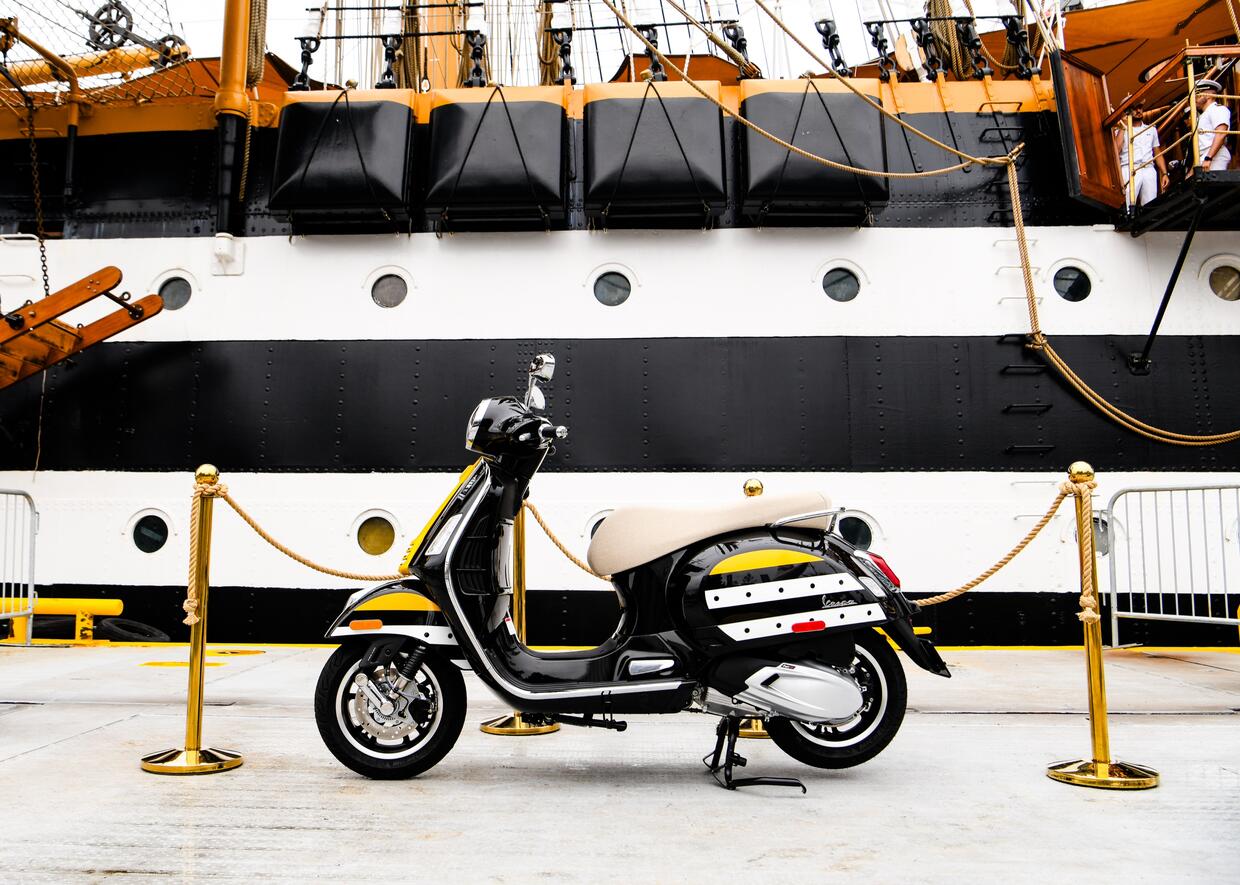 Vespa Creates One-Off Scooter Inspired by Tall Ship Amerigo Vespucci, Unveiled in New York